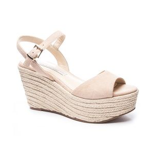 Women’s Light Pink Suede Wedges Espadrille